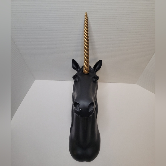 Black Unicorn with Golden Horn Large Wall Sculpture Ceramic Z Gallerie RARE - Picture 2 of 8